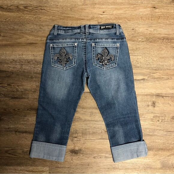 Red Rivet Capri Jeans Size 3 - Picture 6 of 6